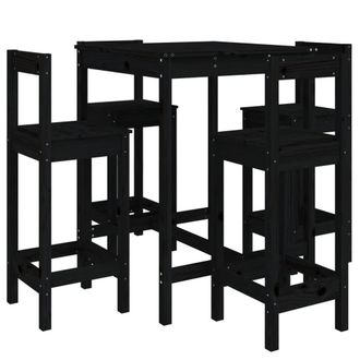 Berkfield Home 5 Piece Garden Bar Set Black Solid Wood Pine