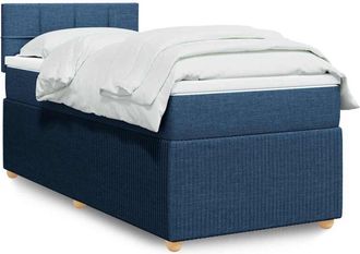 vidaXL Cama Box Spring Con Colch&oacute;n Tela Azul 80x200 Cm Vidaxl