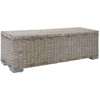 vidaXL Vidaxl - Portaoggetti Grigio 110cm Rattan Kubu Naturale e Massello Mogano