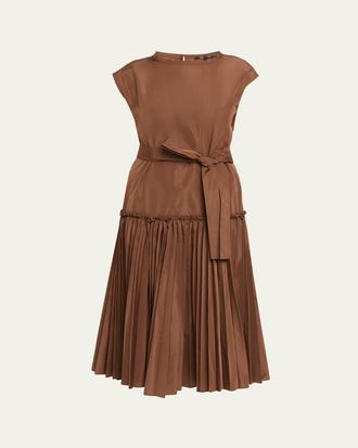 Kobi Halperin Logan Pleated Drop-Waist Midi Dress