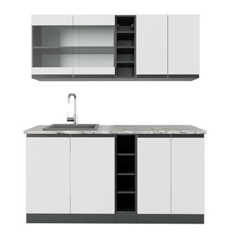 Vicco Cocina Vers&aacute;til R-line, Blanco/antracita, 160 Cm, Et M&aacute;rmol