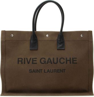 Saint Laurent Black Calfskin Rive Gauche Large Tote (Authentic Pre-Loved)