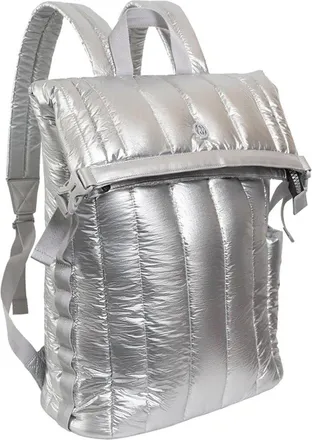 Joan & David Collection Tubular Quilted Metallic Puffer Nylon 18In Workbook Backpack