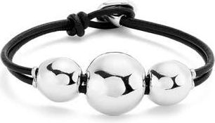 UNOde50 Sterling Silver-Plated Leather Strap with Three Large Central Balls at Nordstrom, Size Medium