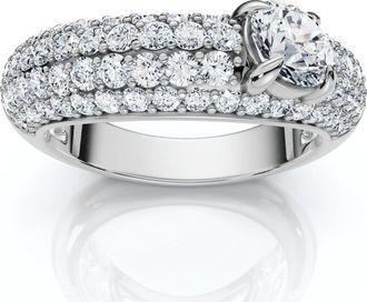 Pompeii3 1 1/2Ct Pave Kimberly Diamond Anniversary Ring 14k Gold or Platinum Lab Grown