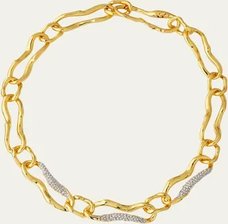 Alexis Bittar Brut Gold Curved Link Necklace, 18L