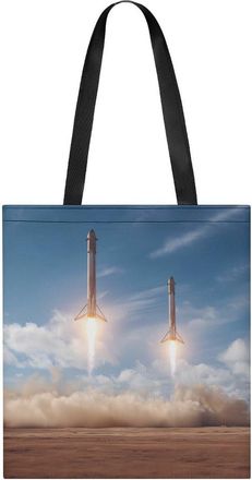 Generic Spacees Falcon Heavy Boosters Landing Tote Bag for Women Men Shoulder Bags Purses Pouch Handbags