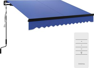 OUTSUNNY 2.5 X 2m Electric Awning With LED Light And Remote Controller - Blue | TJ Hughes
