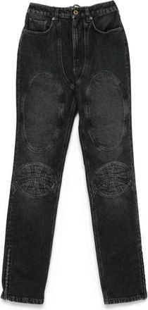 Jean Paul Gaultier Zwarte Denim Jeans met Gewatteerde Panelen - Dames - Regular Fit Jeans - Zwart - W27 - Denim - Jeans