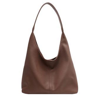 Generic Womens Vintage Hobo Bag, Soft Vegan Leather Casual Shoulder Bag, Womens Casual Handbag with Adjustable Strap (Khaki,Medium)