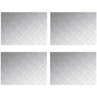 vidaXL Checker Plates 4 pcs Silver 70 x 50 cm Aluminium Vidaxl