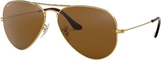 Ray-Ban Aviator Grote Metalen Zonnebril - unisex - Zonnebrillen - Bruin - 58 MM - Accessoires