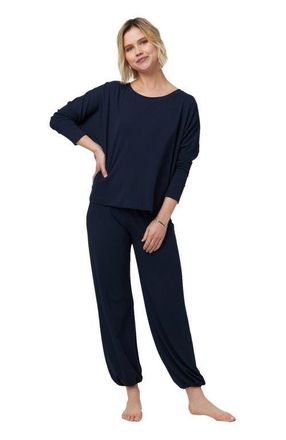 The Cats Pajamas Pima Knit Holiday Pullover Set in Classic Midnight at Nordstrom, Size X-Small