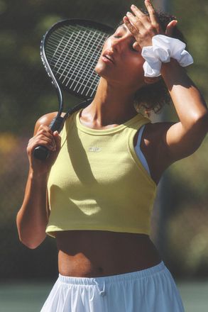 Alo | Aspire Tank Top - Sunshine/White in Sun/White Yellow, Size: Medium