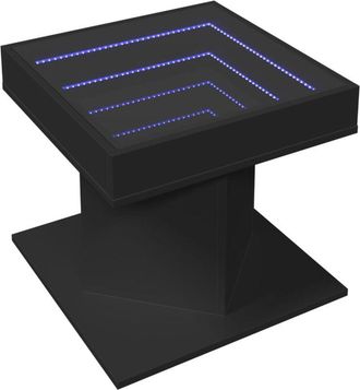 vidaXL Mesa de centro con luz led madera ingeniería negra 50x50x45 cm Vidaxl