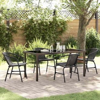vidaXL Conjunto De Comedor De Jard&iacute;n 5 Pcs Negro Polirat&aacute;n Vidaxl