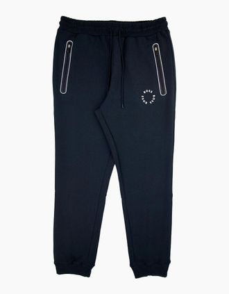 HUGO BOSS Mens Hugo Boss Hadiko 2 Cotton-blend Tracksuit Bottoms With Raise Navy 402 - Black - Size: 38/Regular
