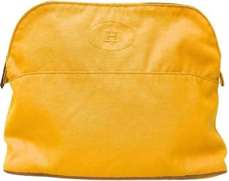 Herm&egrave;s Yellow Cotton Canvas Pouch (Pre-Owned)