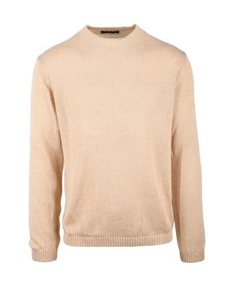 Daniele Fiesoli Beige Crewneck Linen-Blend Sweater