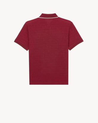 Saint Laurent Tipped-Collar Cotton Polo - Bordeaux