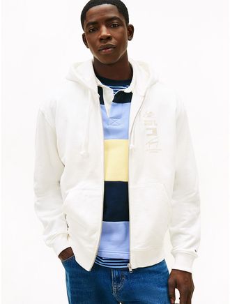 Tommy Hilfiger Mens Tommy Jeans Outdoor Logo Zip Hoodie - White - L