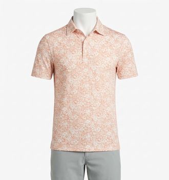 Faherty Short Sleeve Movement Pique Polo Top In Hilo Rose Floral Print