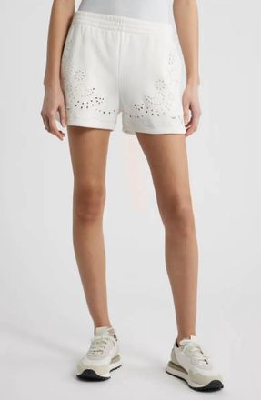 LoveShackFancy Abrah Embroidered Eyelet Short In True White