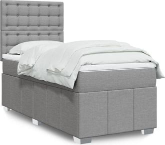 vidaXL Cama Box Spring Con Colch&oacute;n Tela Gris Claro 80x200 Cm Vidaxl