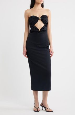 Ronny Kobo Sandrine Hardware Cutout Detail Strapless Dress in Black at Nordstrom, Size X-Small