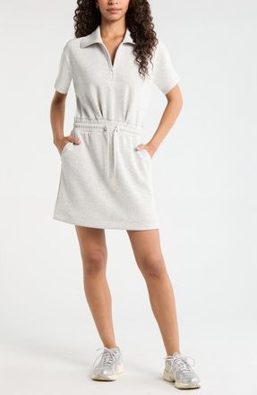 Zella Soft Luxe Knit Quarter Zip Dress in Grey Light Heather at Nordstrom, Size X-Small