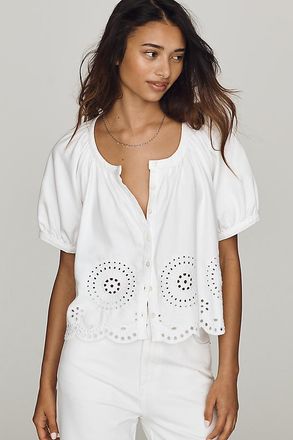 Frame Denim Eyelet Blouse