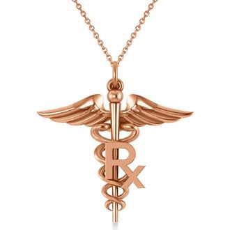 Allurez Medical RX Pharmacy Symbol Pendant Necklace 14k in Rose Gold at Nordstrom, Size 18