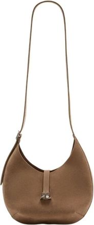 Courr&egrave;ges Shoulder Bags, female, Beige, Size: ONE SIZE Small Logo-Plaque Shoulder Bag