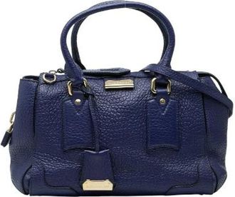 Burberry Pre-owned Handbags, female, Blue, Size: ONE SIZE Pre-owned Leather Handbag
