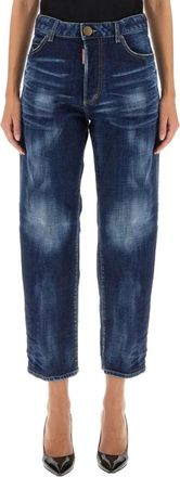 Dsquared2 Boston Jeans met Knoopsluiting - Dames - Cropped Jeans - Blauw - M - Katoen - Jeans
