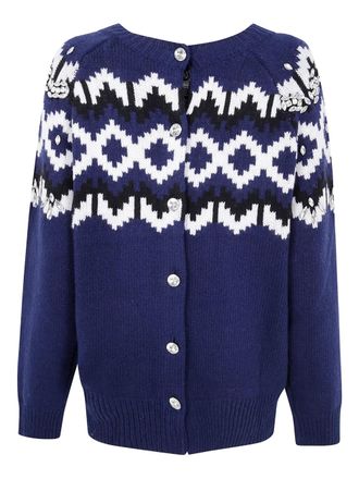 Blugirl crystal-embellished fairisle cardigan - women - Wool - S - Blue