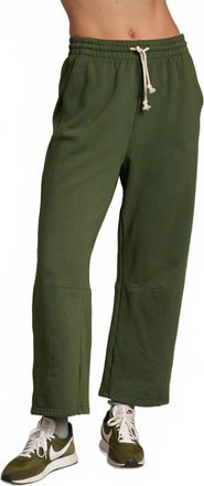 perfectwhitetee Fallon Structured Fleece Barrel Pants In Fern Green