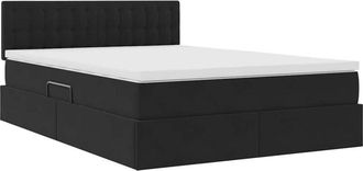 vidaXL Bed with LED Strip Lights Black 140 x 200 cm Velvet vidaXL