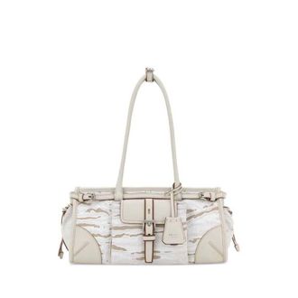 Prada Printed Canvas Medium Prada Bonnie Shoulder Bag Bianco Borse A Mano