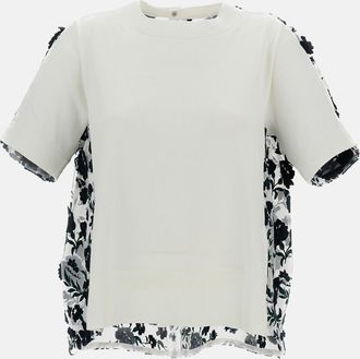 sacai Top A Maniche Corte Con Ricamo