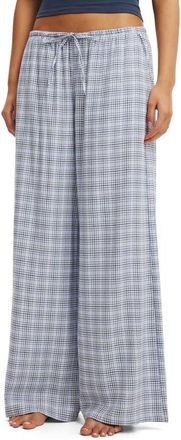 Cotton On Womens Cloud Soft Wide Leg Flannel Pant in Isla Micro Check Daydream at Nordstrom, Size X-Large