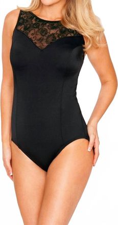 Longitude Sheer Love High Neck One Piece Swimsuit In Lgt Black