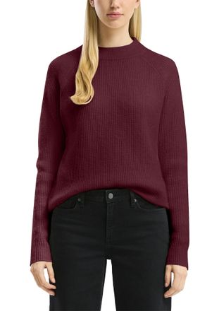 QS by s.Oliver Strickpullover QS, Damen, Gr. XXL, dunkelrot, Strick, Obermaterial: 85% Polyester, 13% Polyacryl, 2% Elasthan, unifarben, l&auml;ssig geschnitten h&uuml;ftbedec