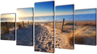 vidaXL Vidaxl - Set decorativo de lienzos para pared playa y arena 200 x 100 cm