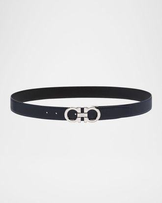 Ferragamo Men & apos;s Reversible Leather Gancini-Buckle Belt