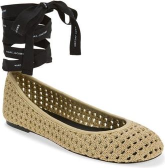 Marc Jacobs The Logo Ribbon Ballet Flat in Champagne at Nordstrom, Size 39