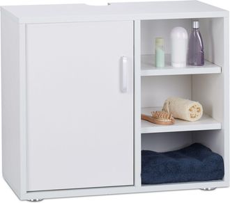 Relaxdays Mueble Lavabo Con Pie Y 3 Compartimentos, Dm, Blanco, 51 X 60 X 32 Cm - Relaxdays