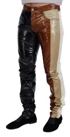 Dolce & Gabbana Multicolor Shining Slim Fit Men Denim Jeans Silk Elastane Clothing