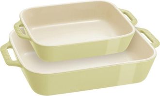 Staub Juego De 2 Fuentes Rectangulares Staub Cooking, Color Verde Claro