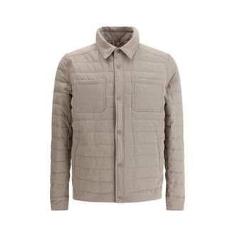 Herno Jassen, Heren, Grijs, L, Gewatteerde Gestreepte Jas